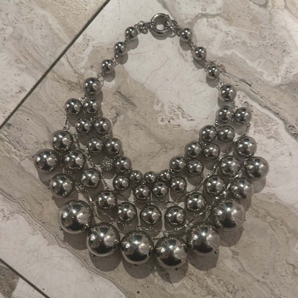 Vintage Lee Angel Silver Beaded Necklace
